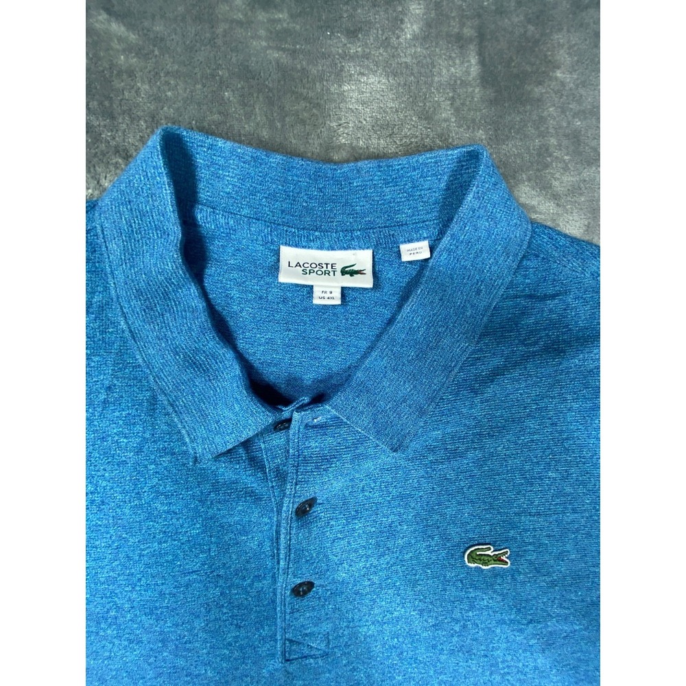 Lacoste Polo Shirt Mens 4XL Blue Short Sleeve Cotton Casual Golf Logo Embroidery - Picture 4 of 10
